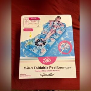 Justice 2-in-1 Inflatable Pool Lounger Float Chair Hibiscus NIB